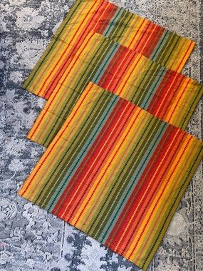 Pier 1 100% cotton multi stripe woven napkins of 3